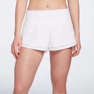Calia Kick It Up Performance Midrise Angle Slit Pure White Women's Shorts